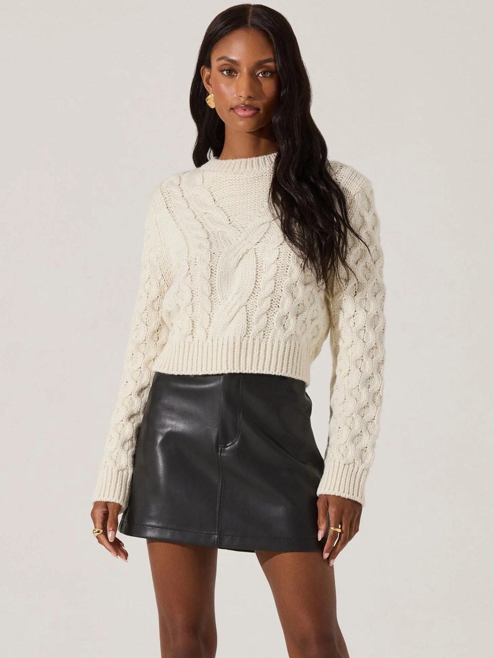 NWOT Astr the Label Ezra Black Faux Leather Mini Skirt